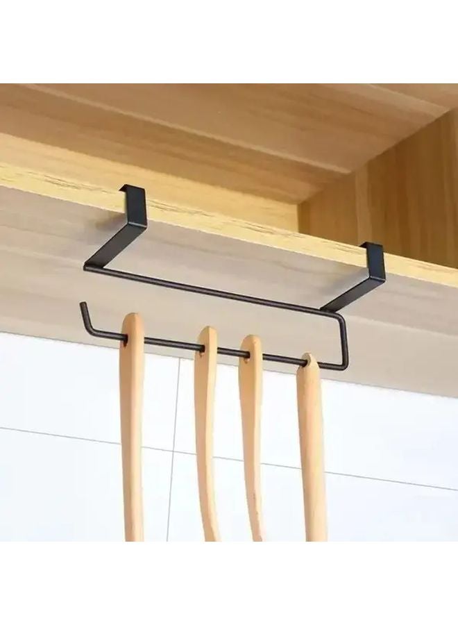 Black Wall Mounted Toilet Paper Roll Rack With Open Shelf Bathroom Kitchen Storage - Image 4